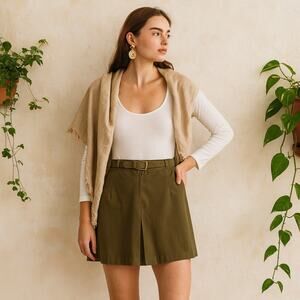 Vintage 1960s Kerrybrooke Olive Green Safari Style Skort Shorts XS